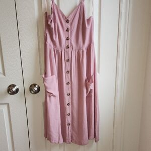Nordstrom Rack Pink Button-Front Midi Dress Sz XL WORN ONCE!